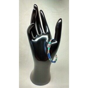 Tibetan Turquoise & Lapis Bracelet w/Buddha Head Sz 7"